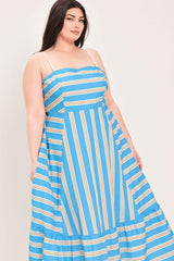 BREEZE STRIPE WOVEN MIDI DRESS - Flying Tomato - Flyclothing LLC
