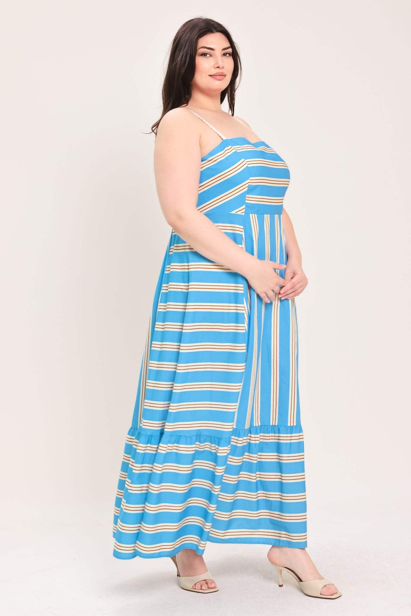BREEZE STRIPE WOVEN MIDI DRESS - Flying Tomato - Flyclothing LLC