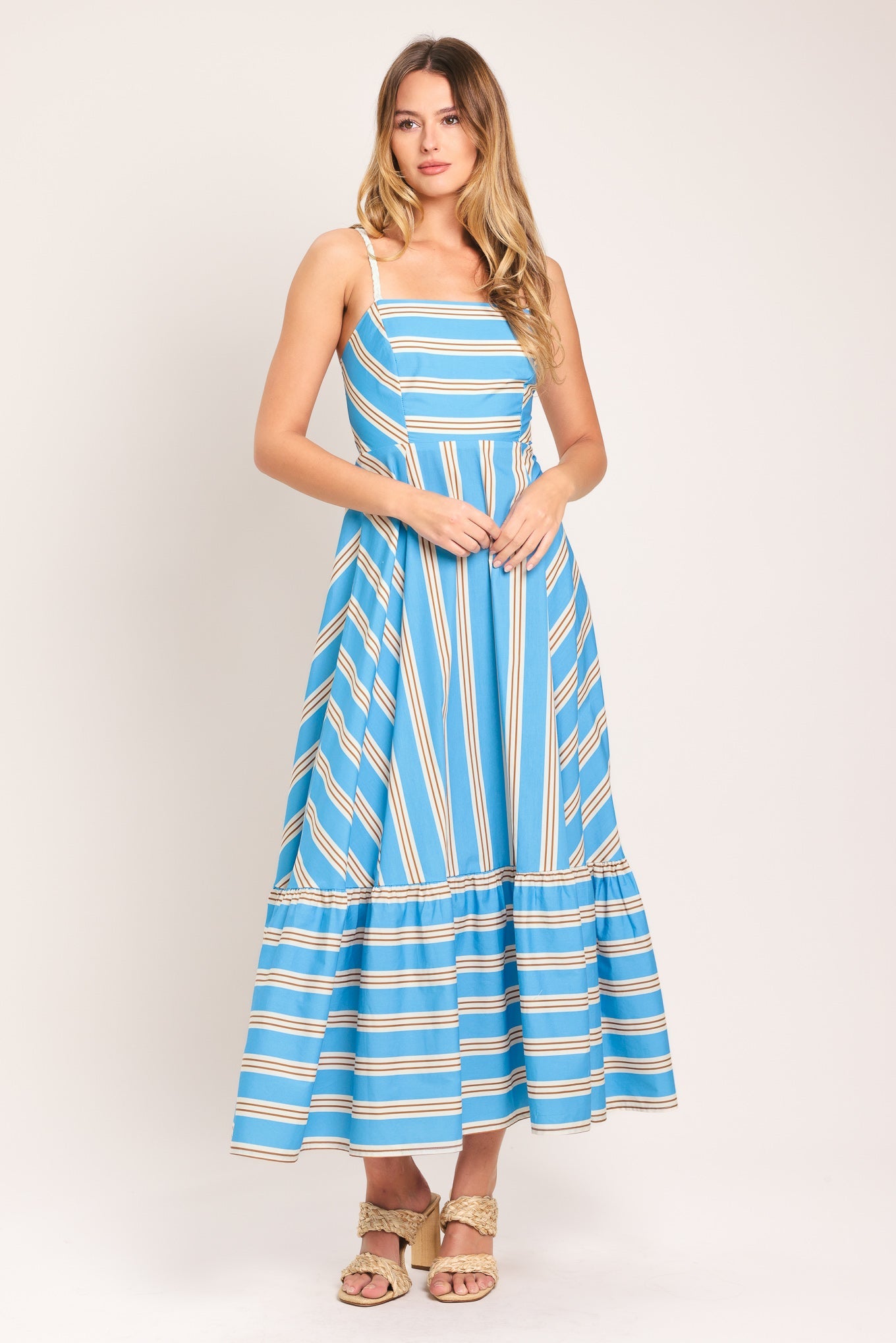 BREEZE STRIPE WOVEN MIDI DRESS