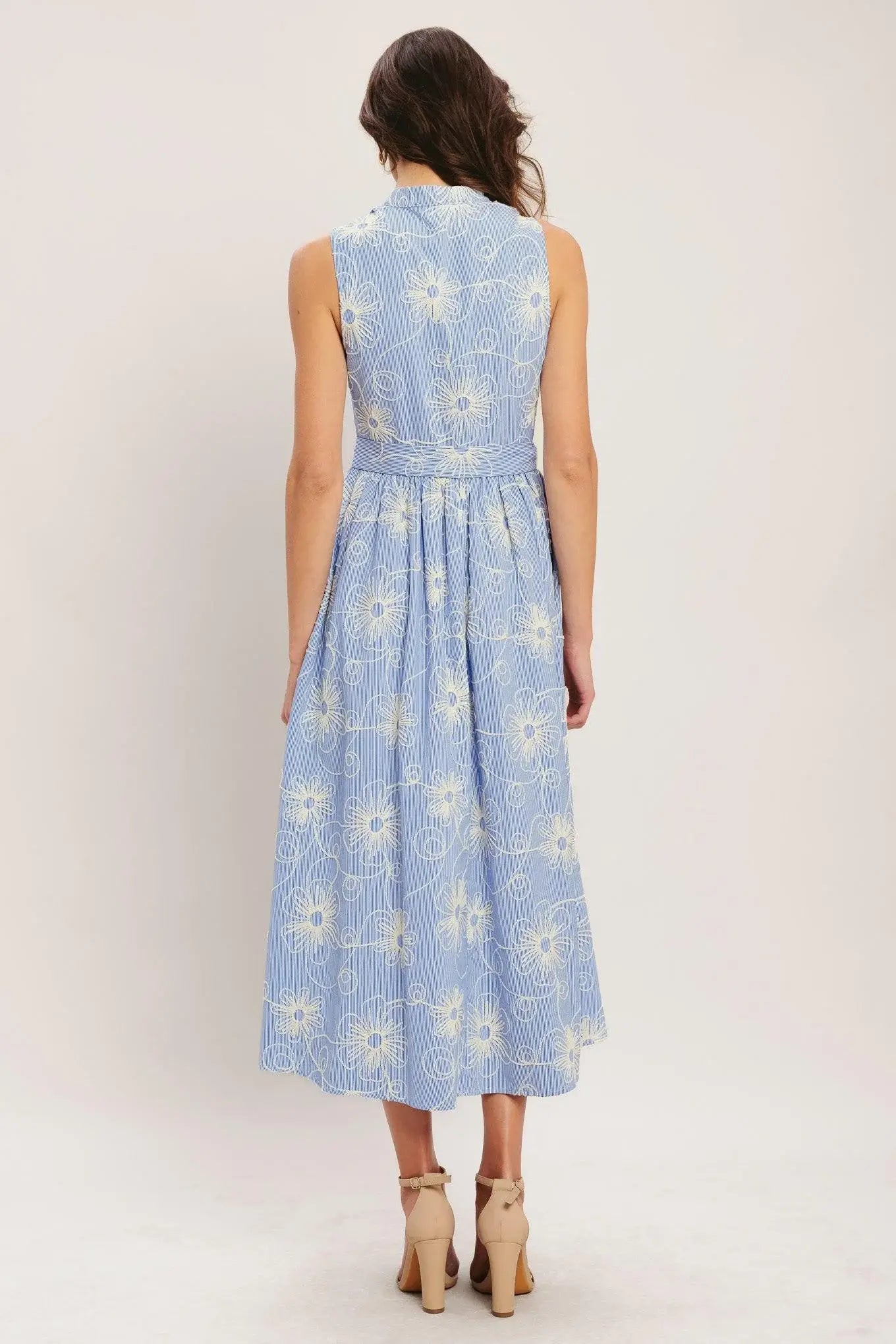 SUMMER SKETCH FLORA WOVEN MIDI DRESS - Flying Tomato - Flyclothing LLC