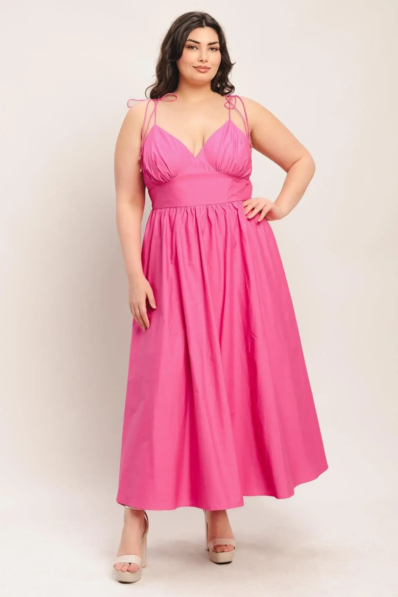 PRETTY IN PINK WOVEN MIDI DRESS - Flying Tomato - Flyclothing LLC