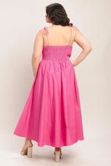 PRETTY IN PINK WOVEN MIDI DRESS - Flying Tomato - Flyclothing LLC