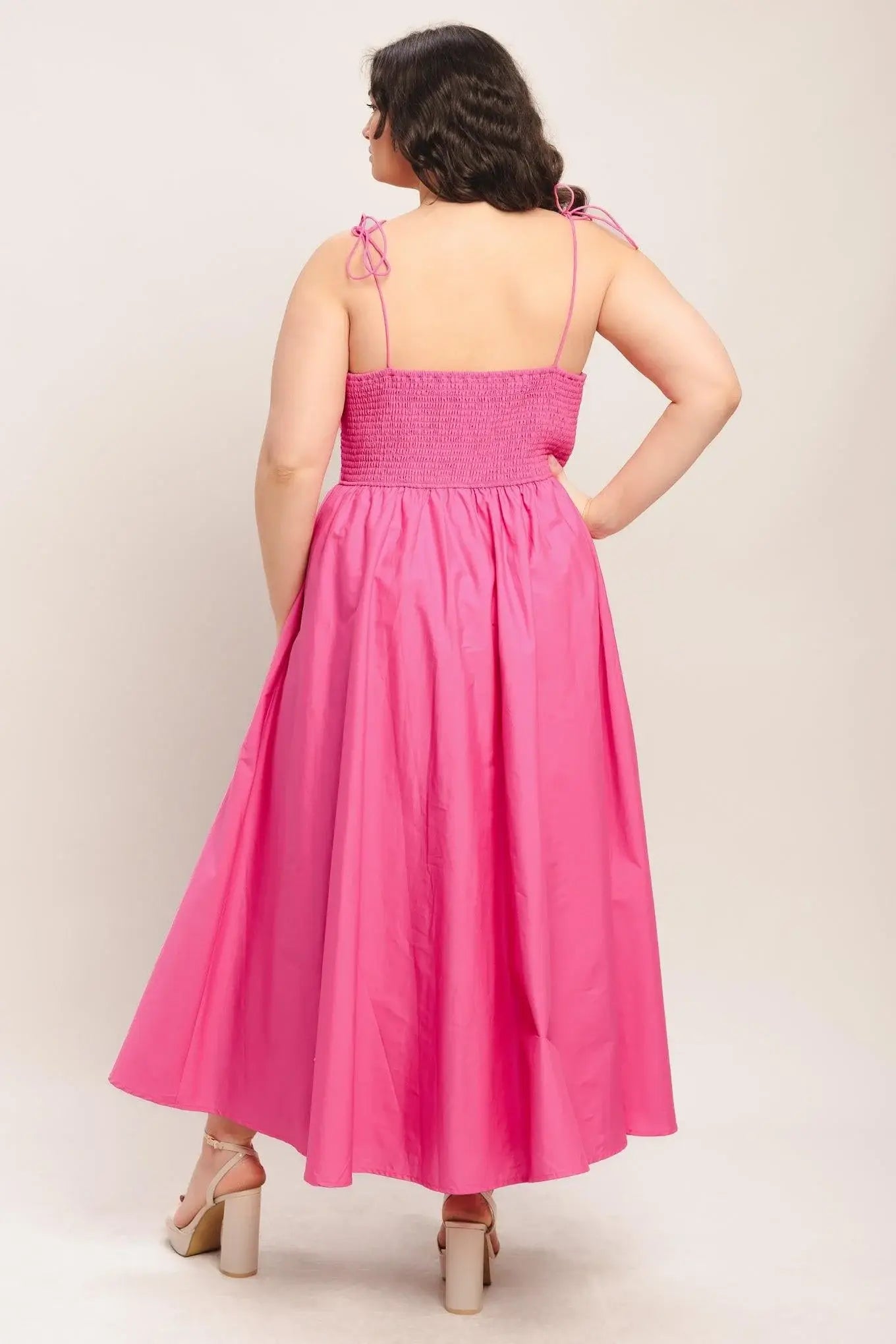 PRETTY IN PINK WOVEN MIDI DRESS - Flying Tomato - Flyclothing LLC