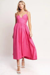 PRETTY IN PINK WOVEN MIDI DRESS - Flying Tomato - Flyclothing LLC