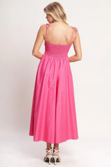 PRETTY IN PINK WOVEN MIDI DRESS - Flying Tomato - Flyclothing LLC