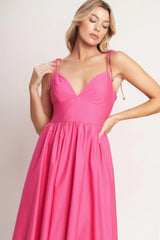 PRETTY IN PINK WOVEN MIDI DRESS - Flying Tomato - Flyclothing LLC