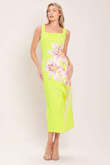 LUSH LIME WOVEN MIDI DRESS - Flying Tomato - Flyclothing LLC