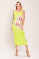 LUSH LIME WOVEN MIDI DRESS - Flying Tomato - Flyclothing LLC