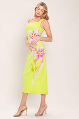 LUSH LIME WOVEN MIDI DRESS - Flying Tomato - Flyclothing LLC