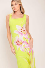 LUSH LIME WOVEN MIDI DRESS - Flying Tomato - Flyclothing LLC