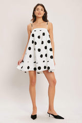 RUNWAY POLKA WOVEN MINI DRESS - Flying Tomato - Flyclothing LLC