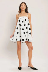 RUNWAY POLKA WOVEN MINI DRESS - Flying Tomato - Flyclothing LLC