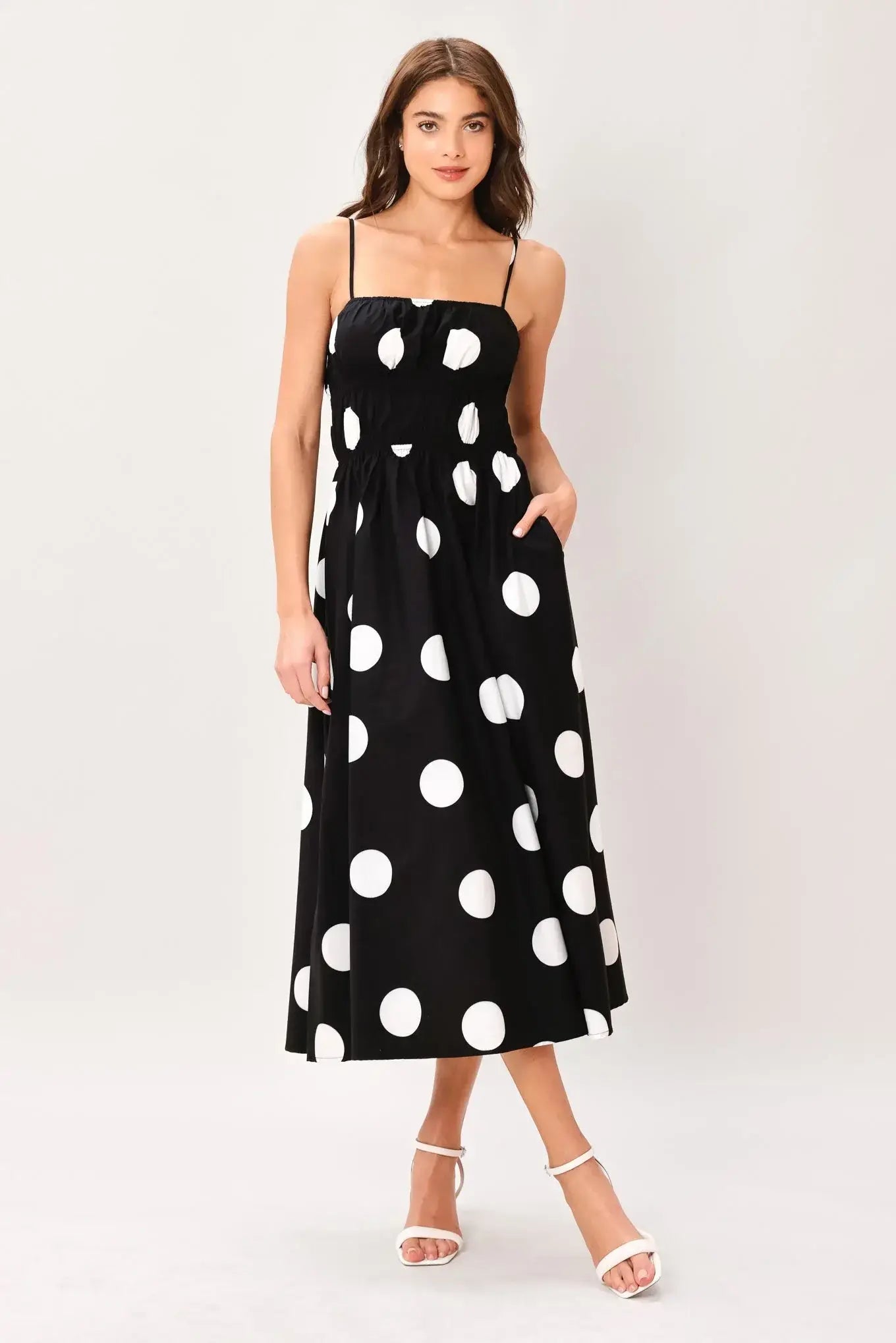 DOT THEORY WOVEN MIDI DRESS - Flying Tomato - Flyclothing LLC