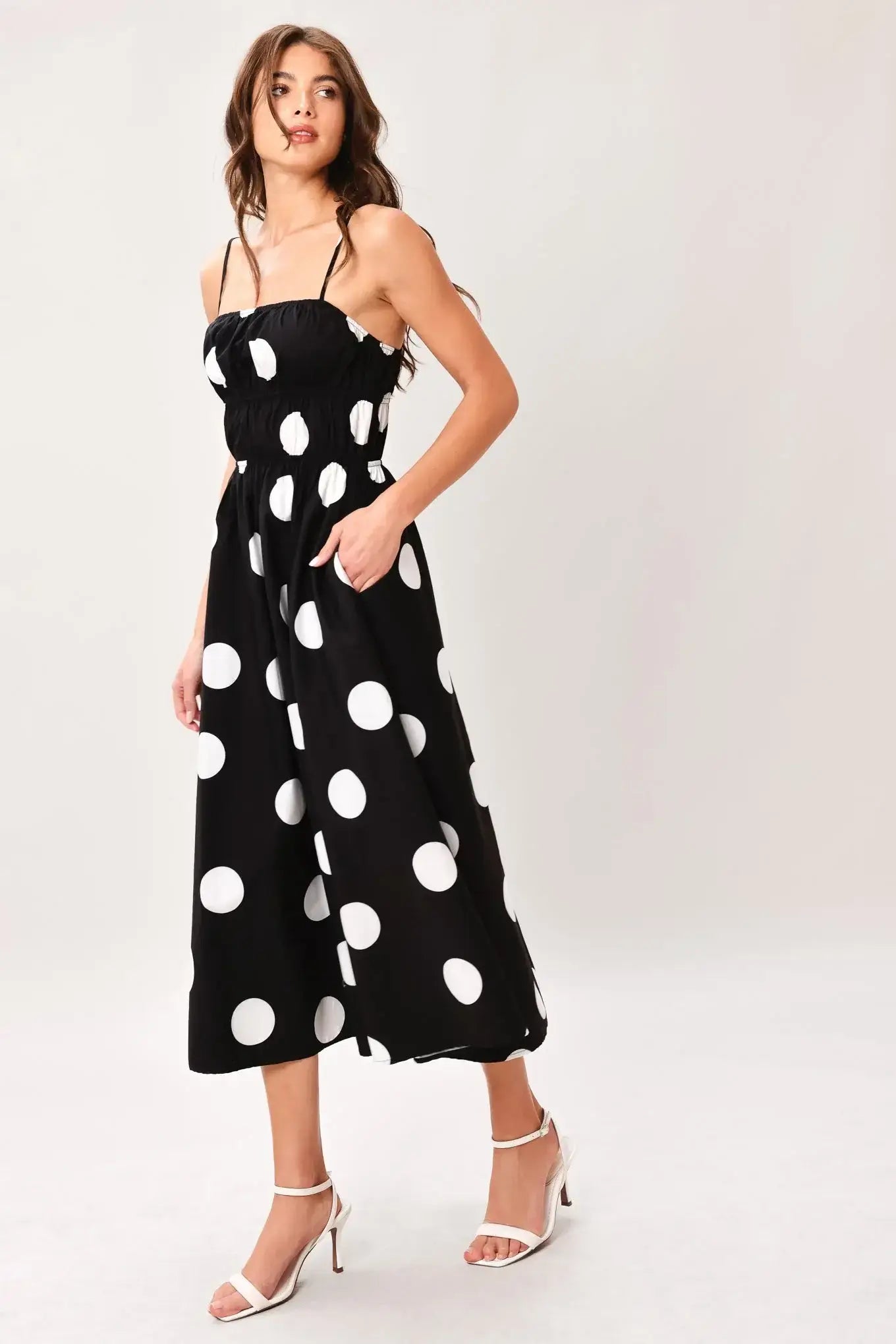 DOT THEORY WOVEN MIDI DRESS - Flying Tomato - Flyclothing LLC