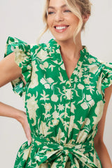 EMERALD BLOOM WOVEN MINI DRESS - Flying Tomato - Flyclothing LLC