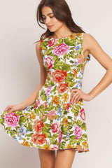 SUMMER LOVE FLORA WOVEN MINI DRESS - Flying Tomato - Flyclothing LLC