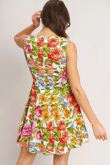 SUMMER LOVE FLORA WOVEN MINI DRESS - Flying Tomato - Flyclothing LLC