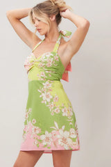 GLOW BLOSSOM WOVEN MINI DRESS - Flying Tomato - Flyclothing LLC