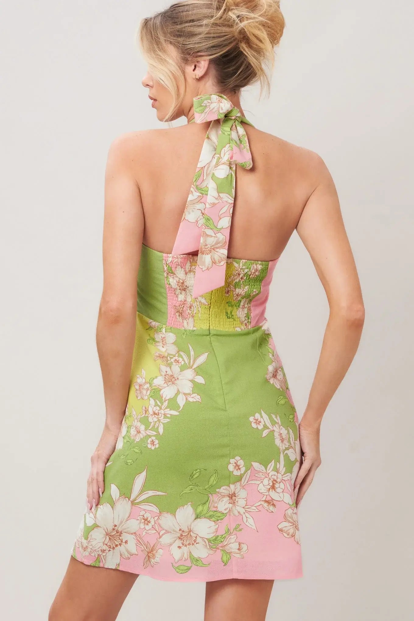 GLOW BLOSSOM WOVEN MINI DRESS - Flying Tomato - Flyclothing LLC