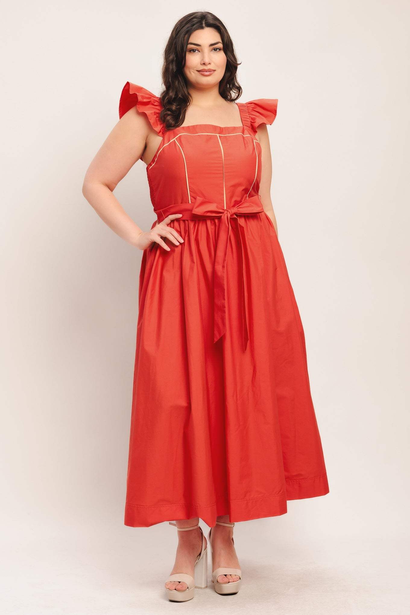 SUNSET ROMANCE WOVEN MIDI DRESS - Flying Tomato - Flyclothing LLC