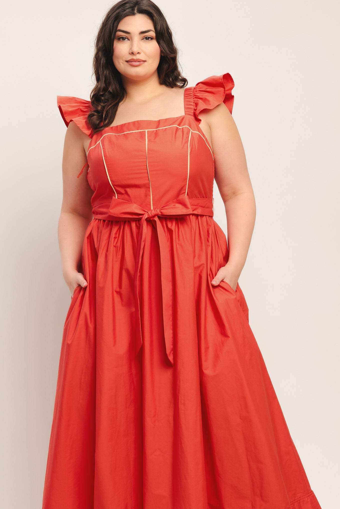 SUNSET ROMANCE WOVEN MIDI DRESS - Flying Tomato - Flyclothing LLC