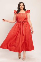 SUNSET ROMANCE WOVEN MIDI DRESS - Flying Tomato - Flyclothing LLC