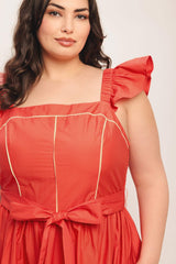 SUNSET ROMANCE WOVEN MIDI DRESS - Flying Tomato - Flyclothing LLC