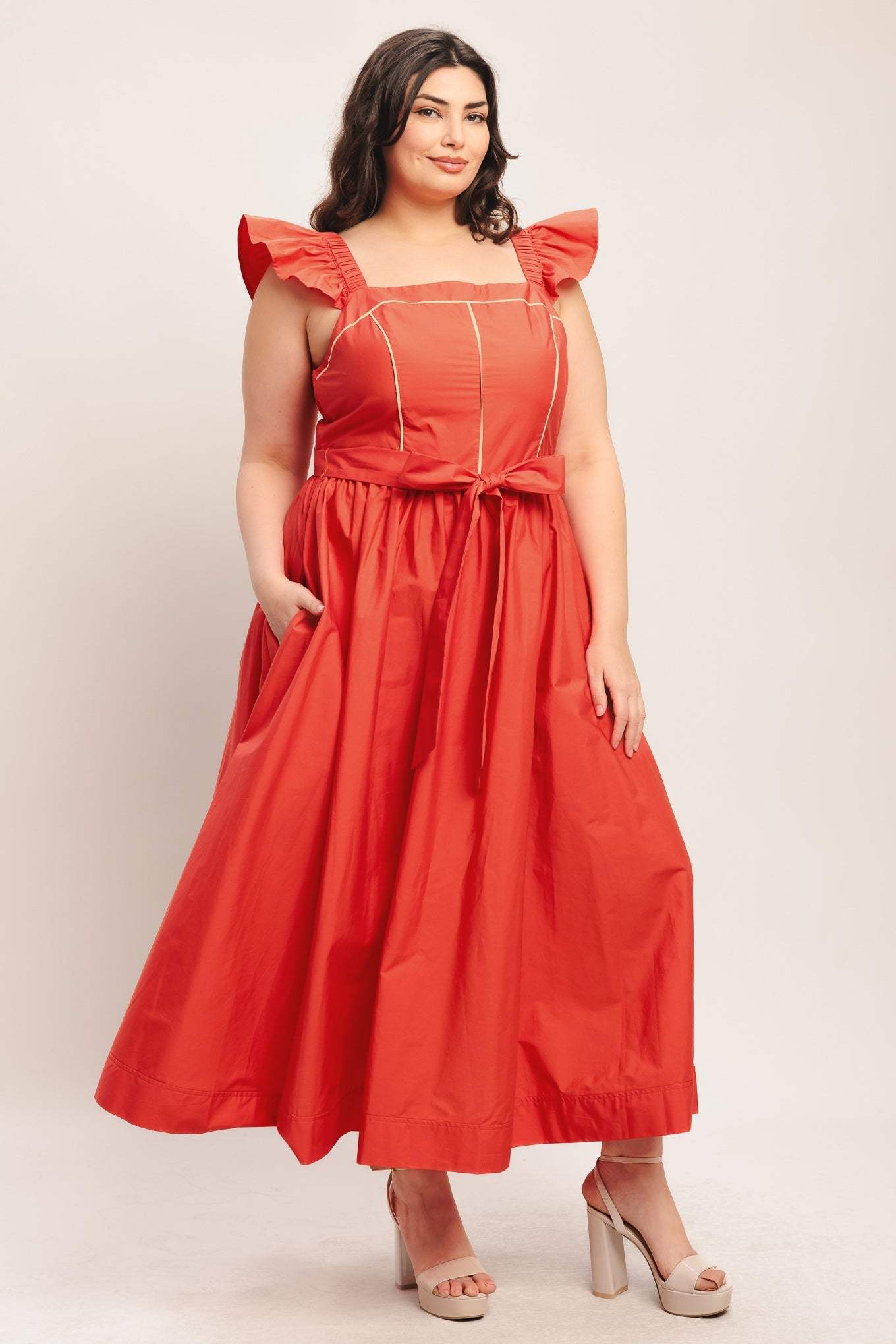 SUNSET ROMANCE WOVEN MIDI DRESS - Flying Tomato - Flyclothing LLC