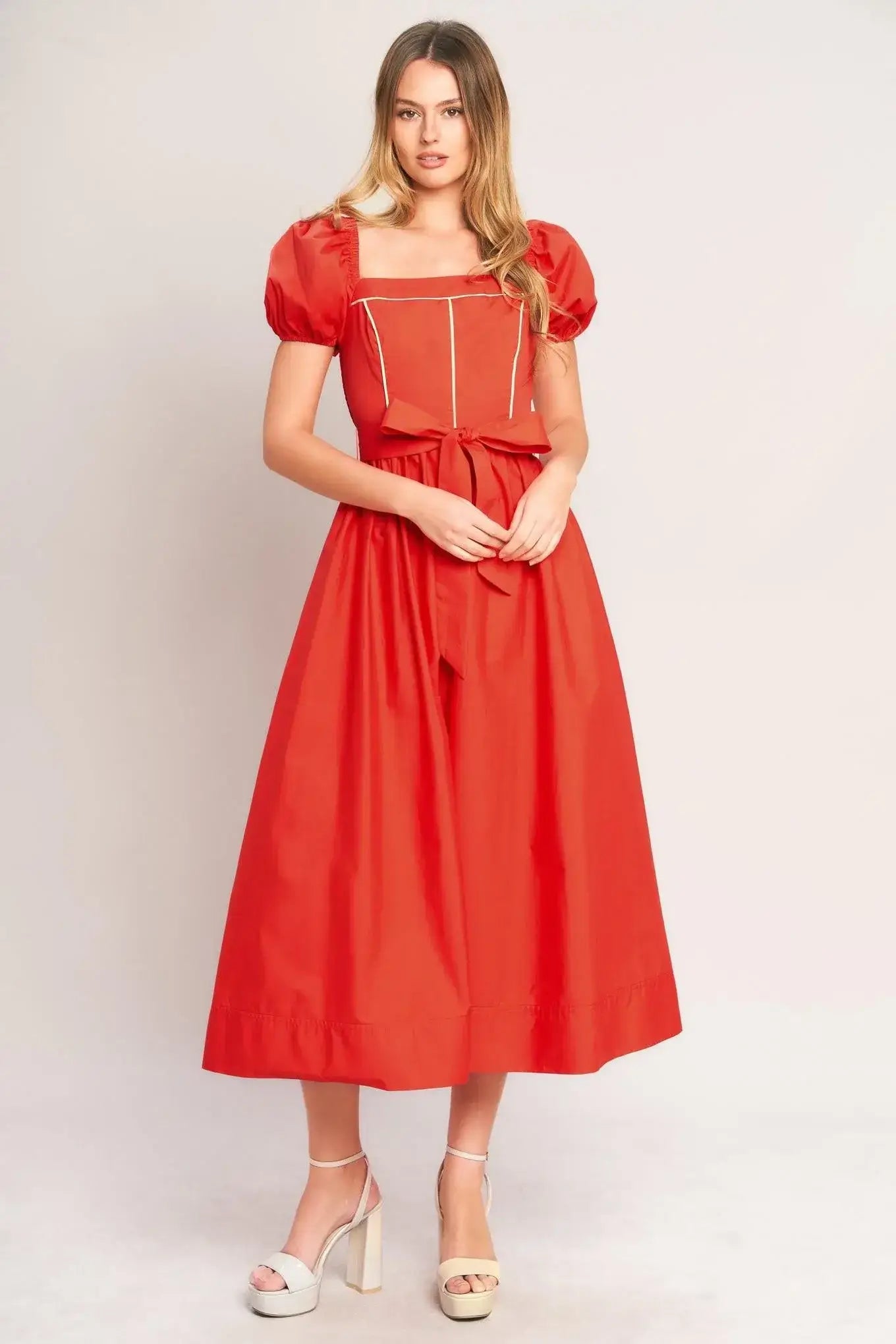 SUNSET ROMANCE WOVEN MIDI DRESS - Flying Tomato - Flyclothing LLC