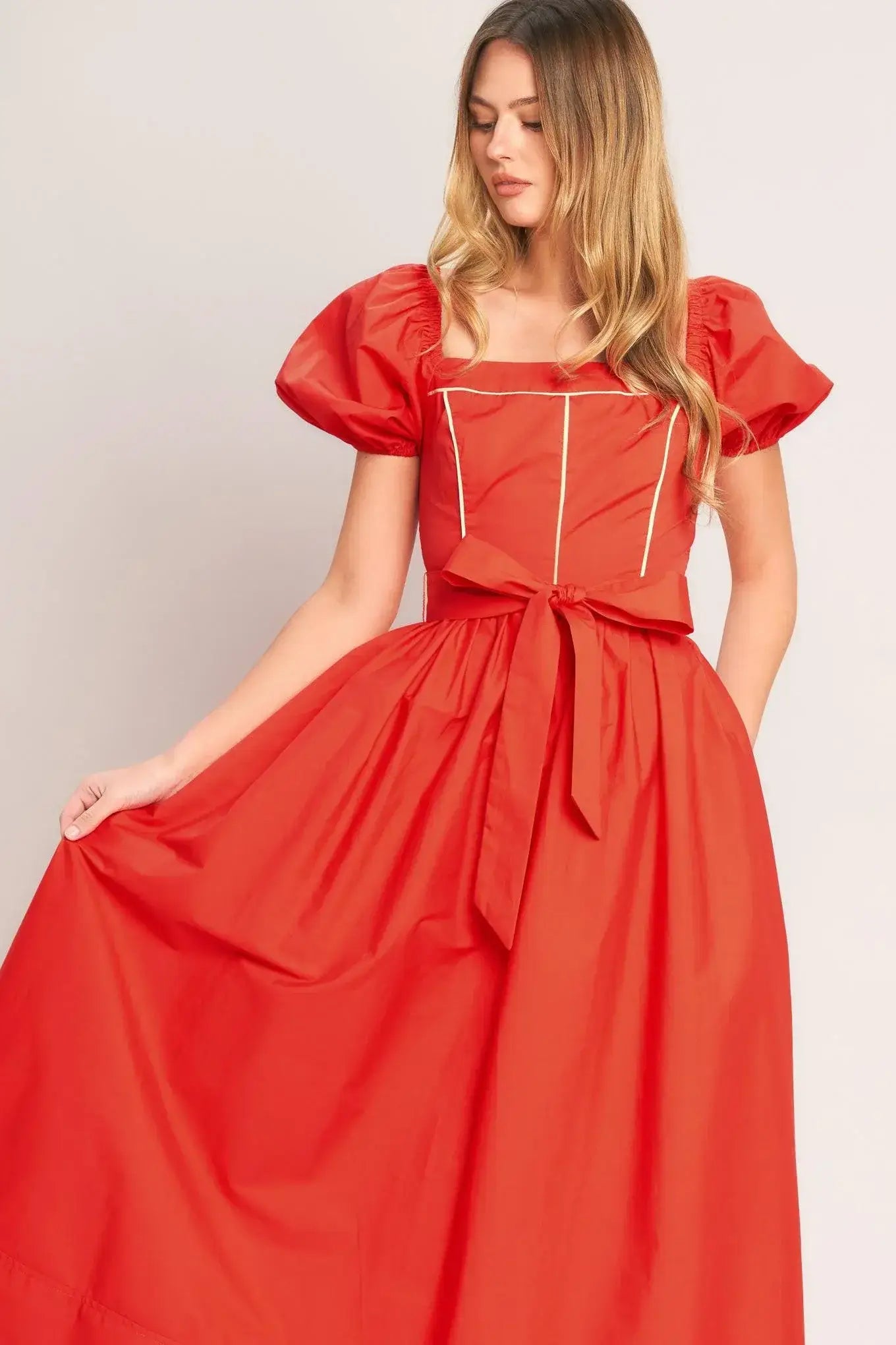 SUNSET ROMANCE WOVEN MIDI DRESS - Flying Tomato - Flyclothing LLC