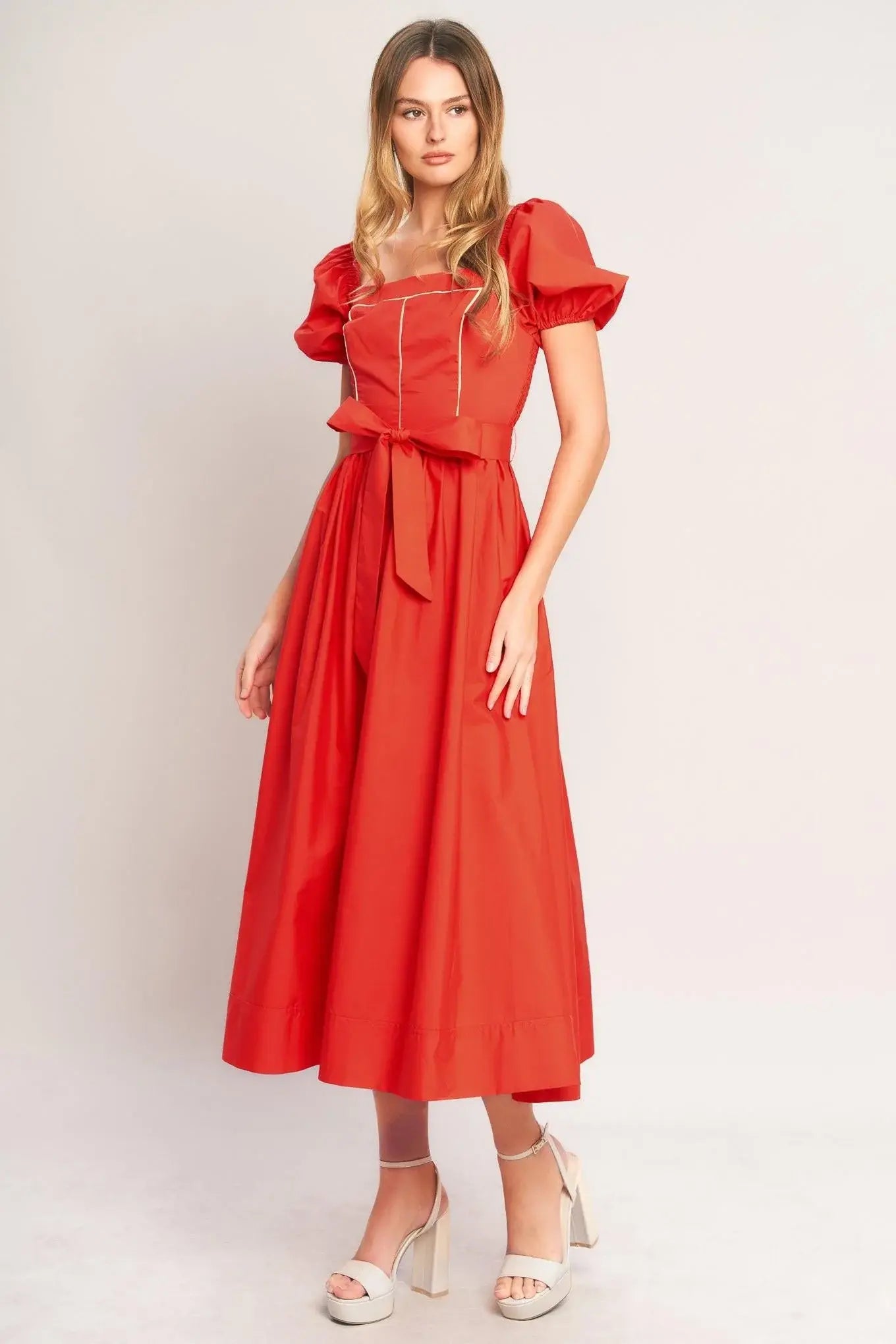 SUNSET ROMANCE WOVEN MIDI DRESS - Flying Tomato - Flyclothing LLC