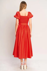 SUNSET ROMANCE WOVEN MIDI DRESS - Flying Tomato - Flyclothing LLC