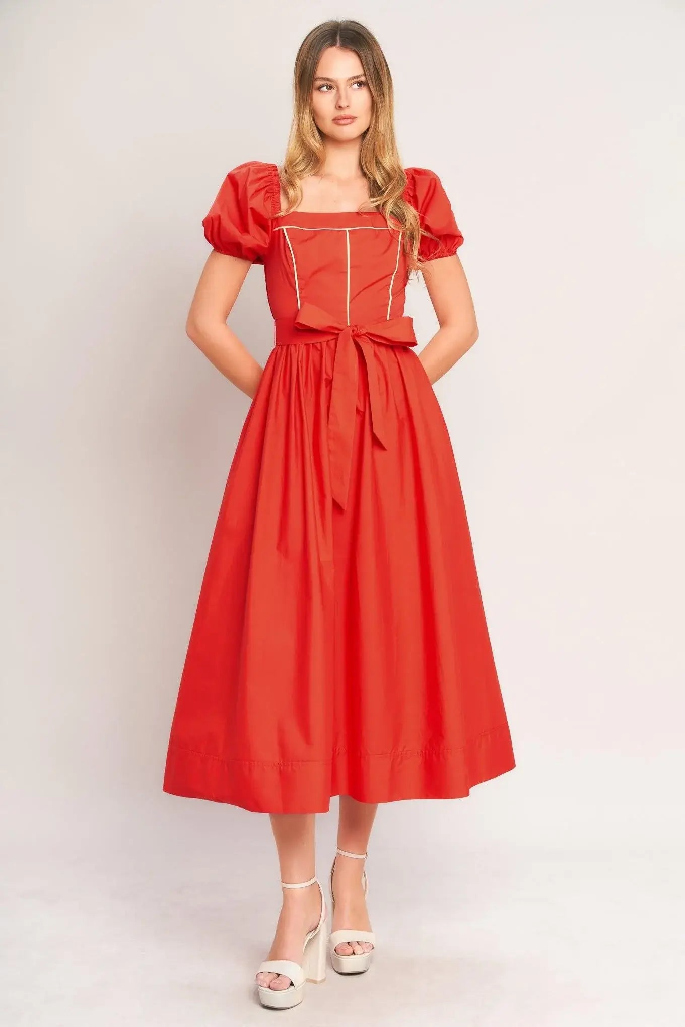SUNSET ROMANCE WOVEN MIDI DRESS - Flying Tomato - Flyclothing LLC