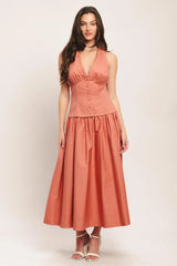 SUNSET MUSE WOVEN MIDI DRESS - Flying Tomato - Flyclothing LLC