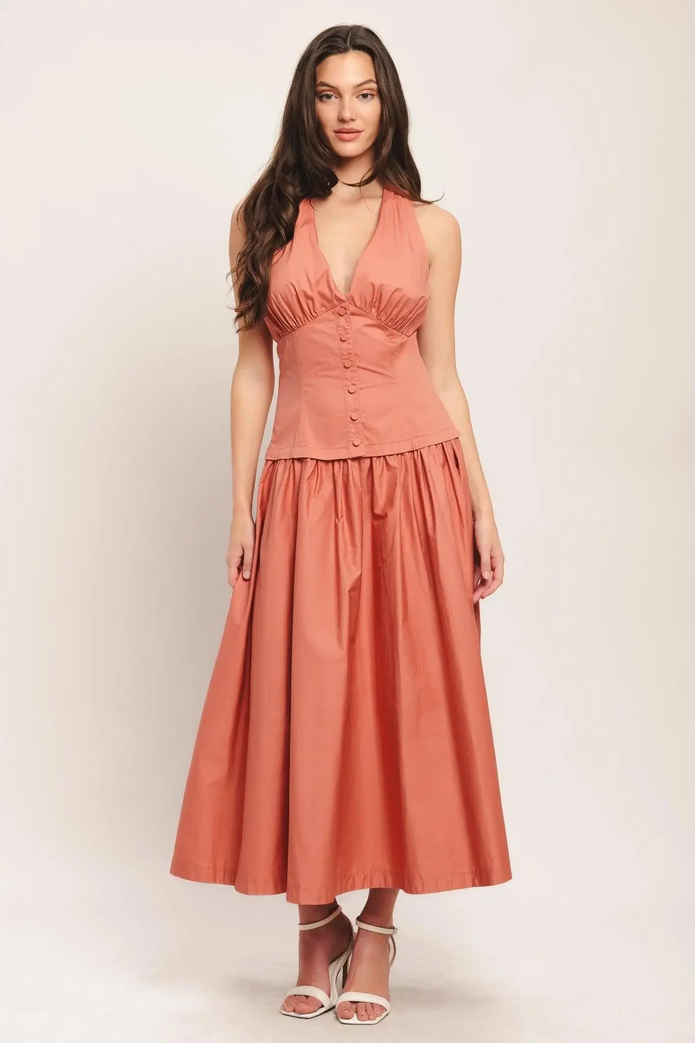 SUNSET MUSE WOVEN MIDI DRESS - Flying Tomato - Flyclothing LLC
