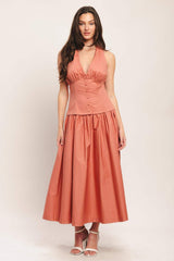 SUNSET MUSE WOVEN MIDI DRESS - Flying Tomato - Flyclothing LLC