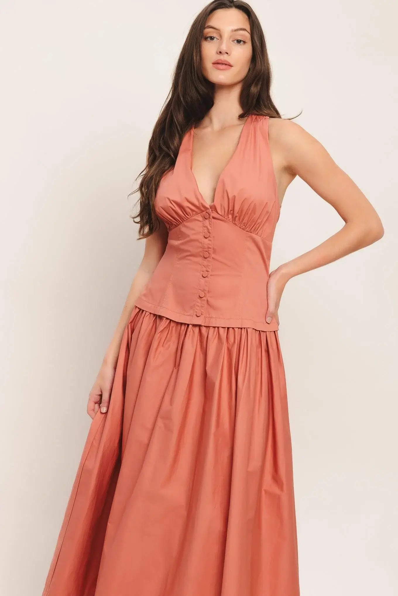 SUNSET MUSE WOVEN MIDI DRESS - Flying Tomato - Flyclothing LLC