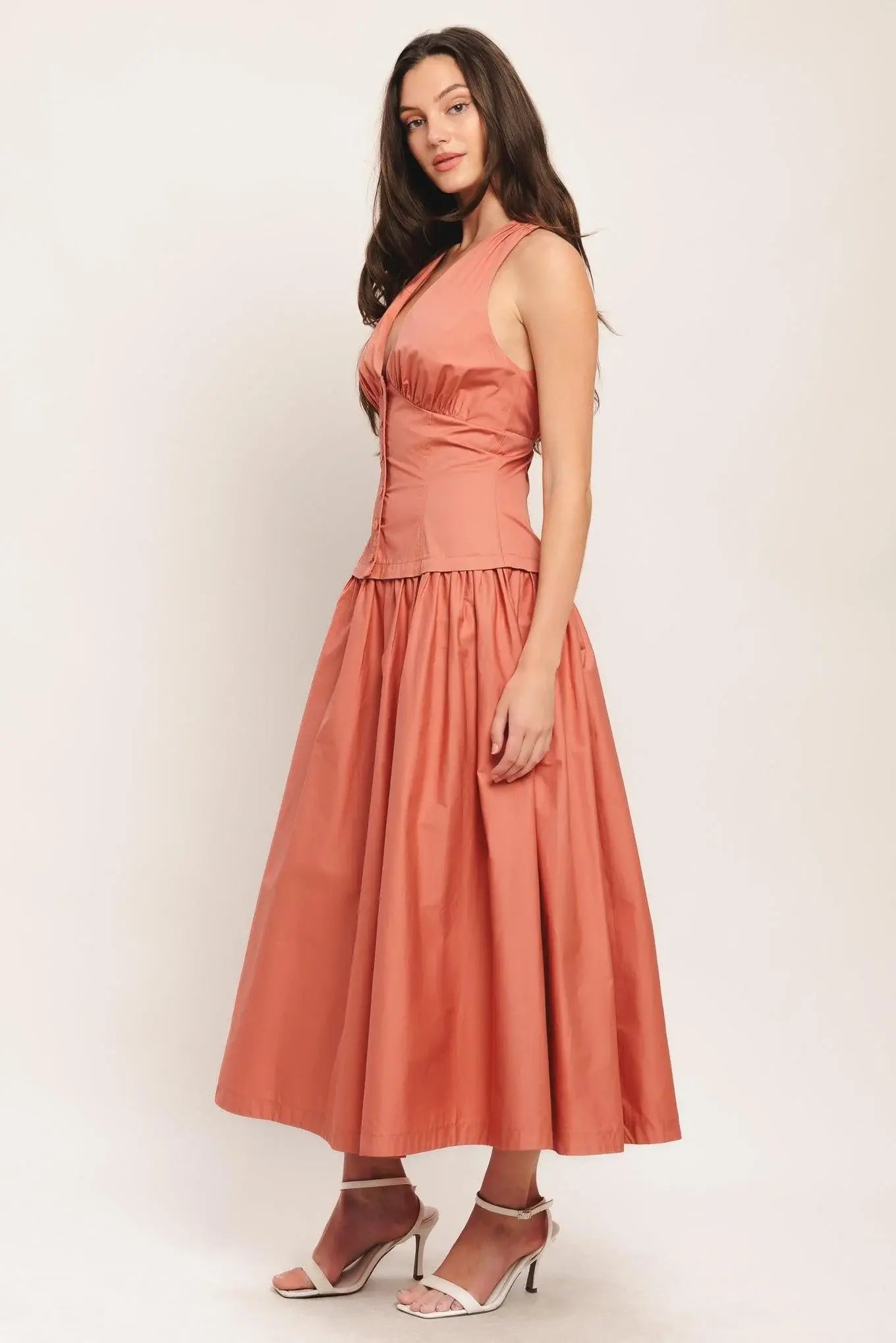 SUNSET MUSE WOVEN MIDI DRESS - Flying Tomato - Flyclothing LLC