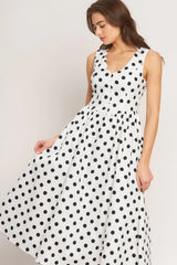VINTAGE WHISPER POLKA WOVEN MIDI DRESS - Flying Tomato - Flyclothing LLC