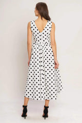 VINTAGE WHISPER POLKA WOVEN MIDI DRESS - Flying Tomato - Flyclothing LLC