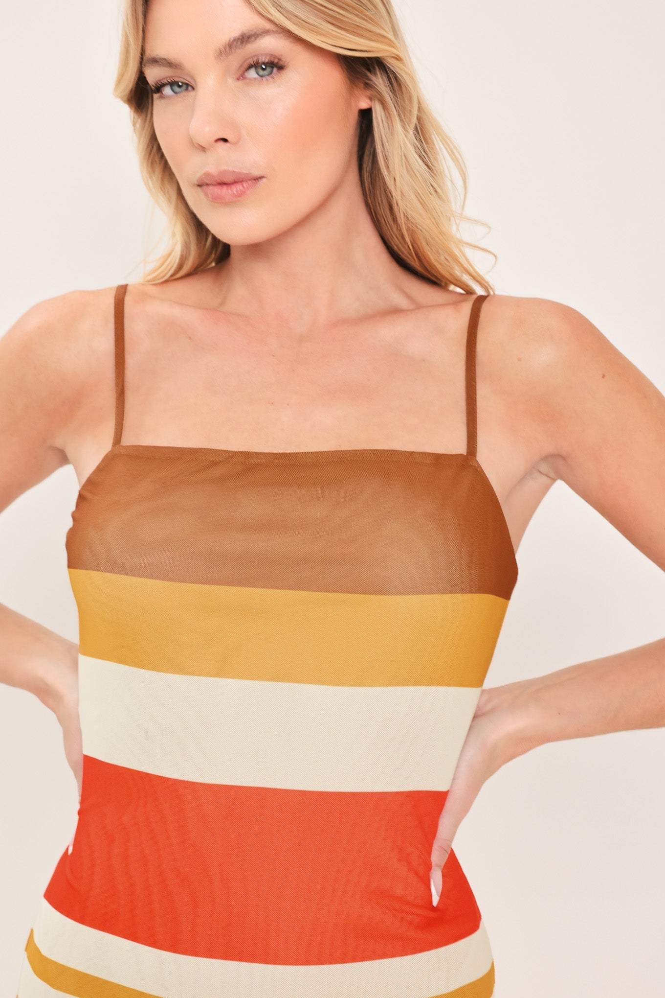HEAT WAVES POWER MESH MIDI DRESS - Flying Tomato - Flyclothing LLC