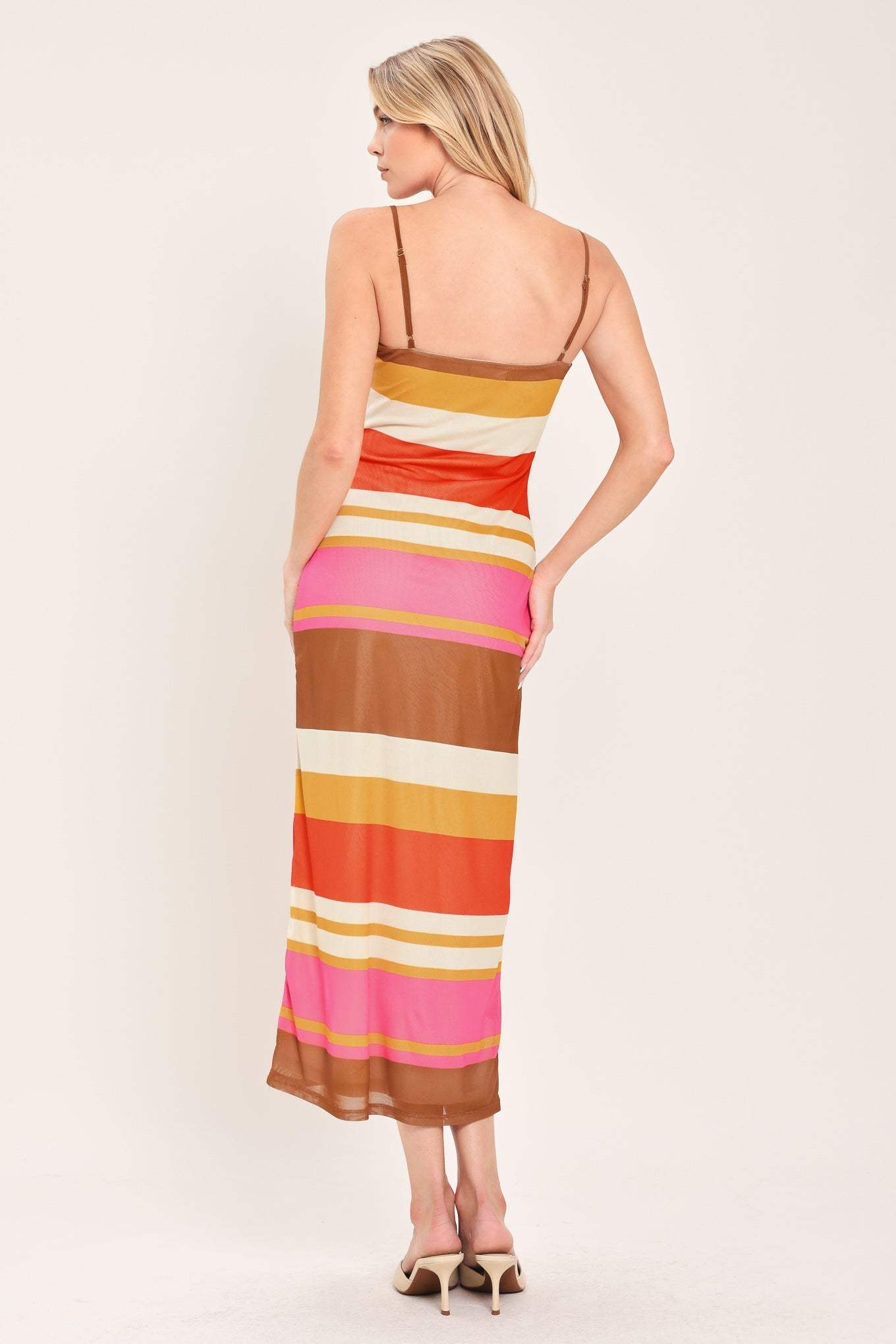 HEAT WAVES POWER MESH MIDI DRESS - Flying Tomato - Flyclothing LLC