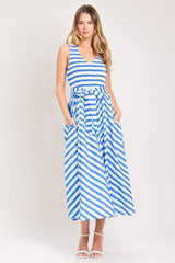 BLUE SERENA WOVEN MIDI DRESS - Flying Tomato - Flyclothing LLC