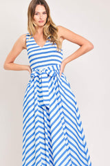 BLUE SERENA WOVEN MIDI DRESS - Flying Tomato - Flyclothing LLC