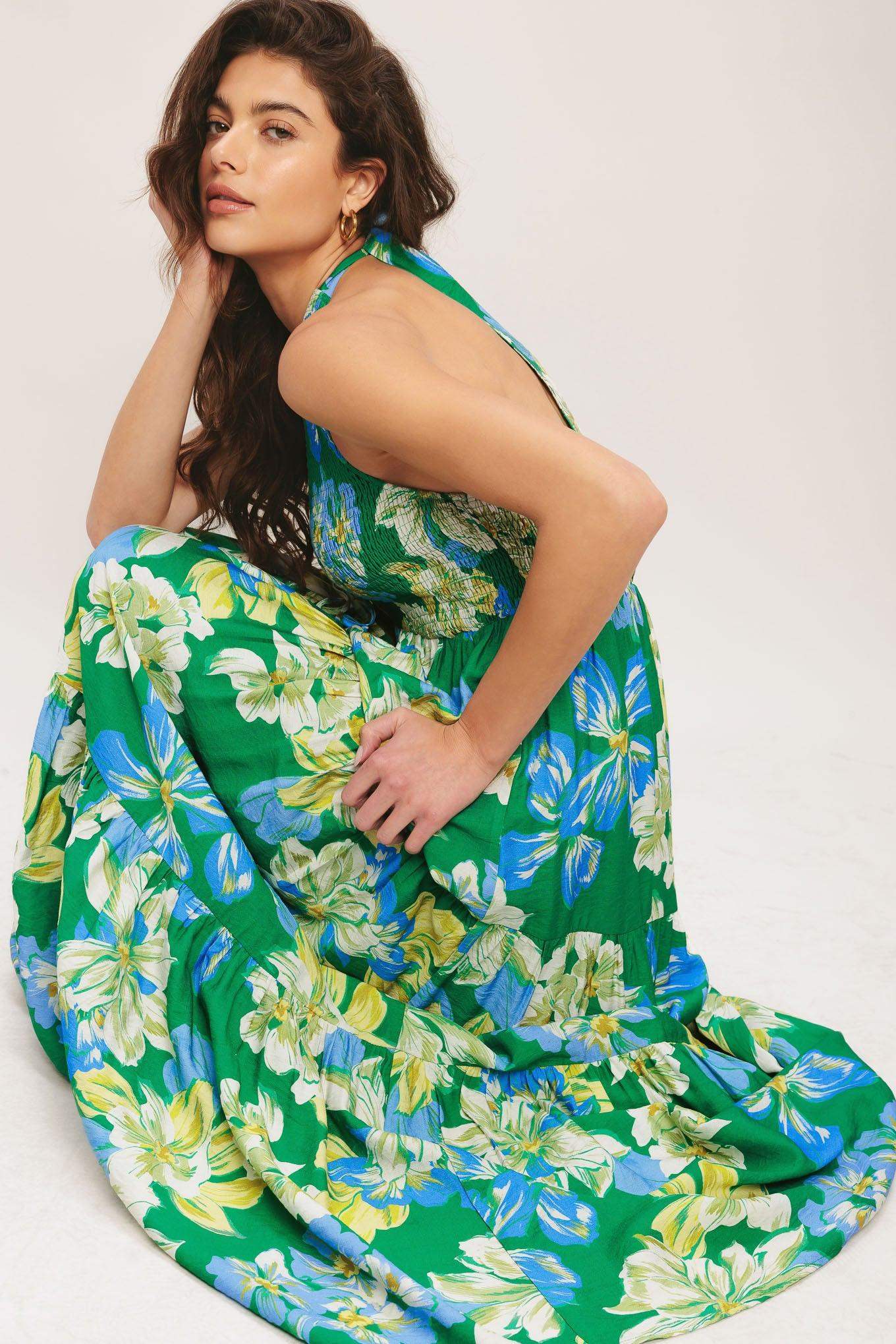PALM SHORE BLOOM WOVEN MAXI DRESS - Flying Tomato - Flyclothing LLC