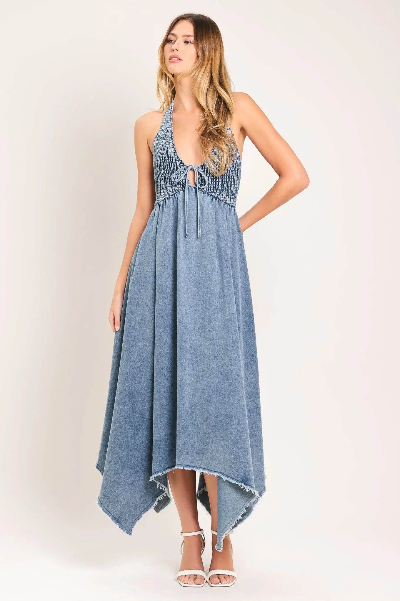SWEET EMBRACE DENIM MIDI DRESS - Flying Tomato - Flyclothing LLC