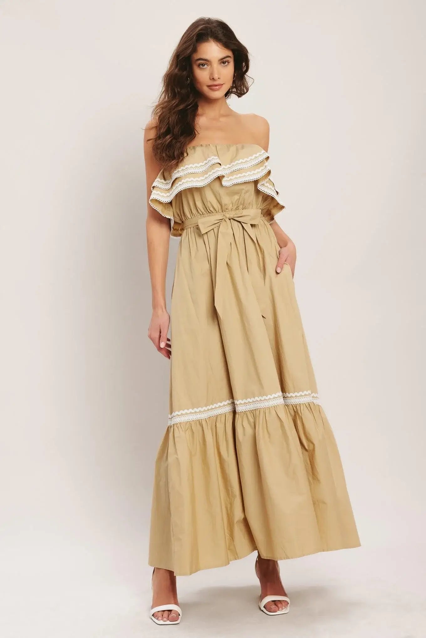 GOLDEN DUNE WOVEN ANKLE DRESS - Flying Tomato - Flyclothing LLC