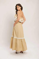 GOLDEN DUNE WOVEN ANKLE DRESS - Flying Tomato - Flyclothing LLC