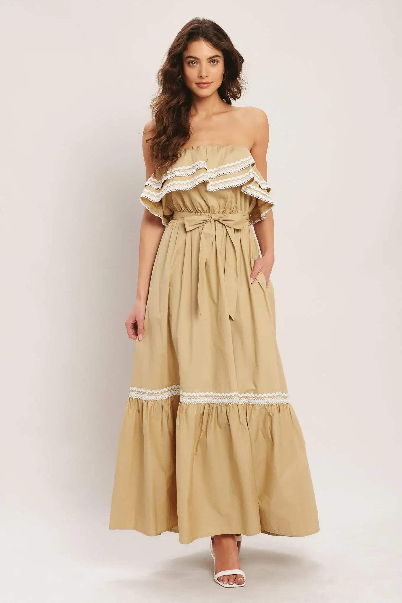 GOLDEN DUNE WOVEN ANKLE DRESS - Flying Tomato - Flyclothing LLC