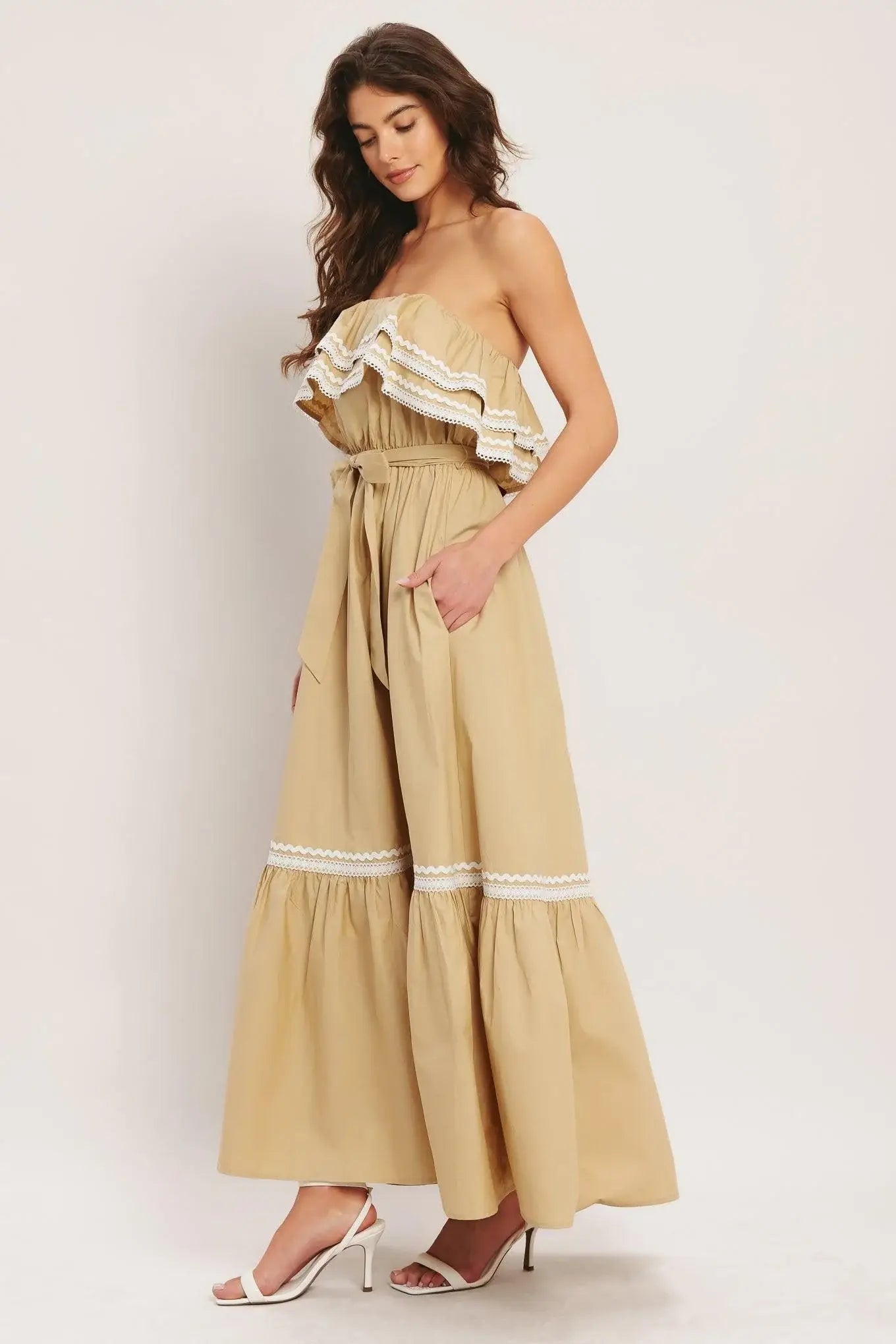 GOLDEN DUNE WOVEN ANKLE DRESS - Flying Tomato - Flyclothing LLC